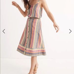 MADEWELL RAINBOW MIDI LINEN SKIRT SIZE 4